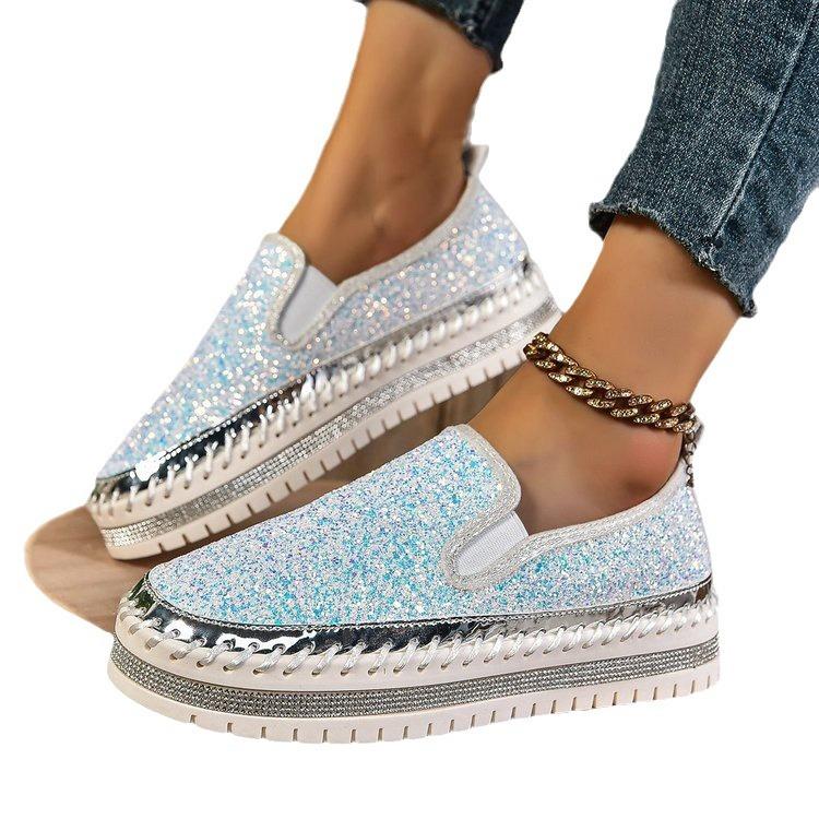 Casual large size sequined casual women's shoes autumn new comfortable platform European and American style single shoes women