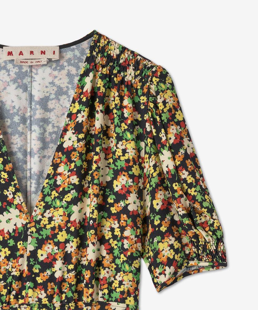 Marni Floral Print Dress - Black / Abma0921A1Utv922Lpn99
