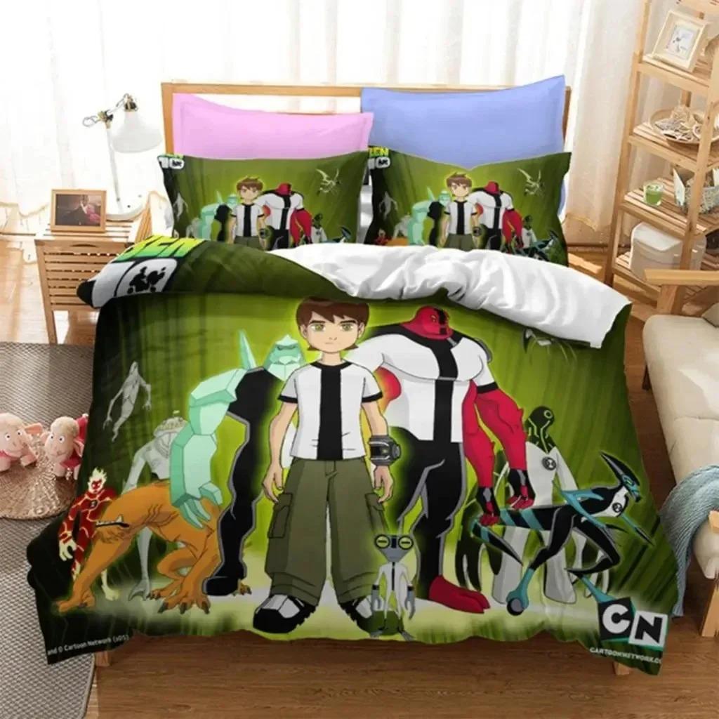 3D Print Ben Alien Force 10 Teenage Hacker Bedding Set Boys Girls Twin Queen Size Duvet Cover Pillowcase Bed Kids Adult