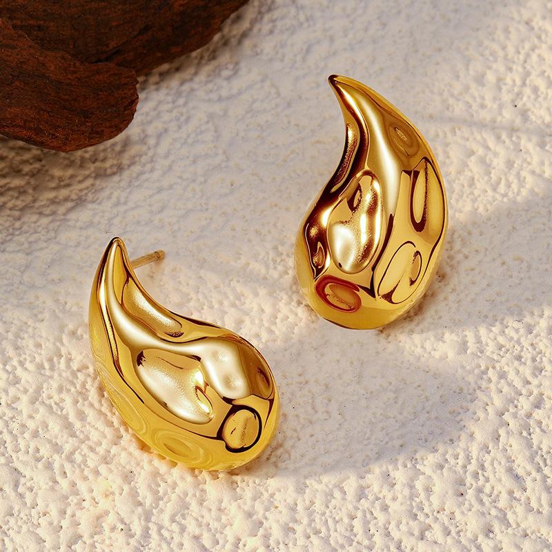 Chenhe Jewelry Women's High-end Sense Light Luxury Non-fading Stainless Steel Earrings Fashion Versatile Earrings Gold Earrings