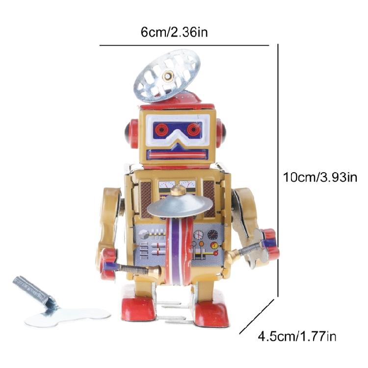Antique Tinplate Toy Unique Robot Tin Drummer Vintage Wind Up Toy for Home Decoration and Collection