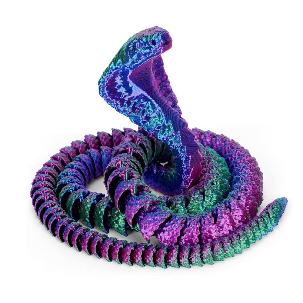 Realistic 3D Printed Snake Multicolor Animal Simulation Model Cobra Ornament  Car Decoration