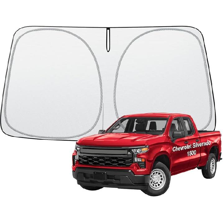 Wigoo 2025 Tesla New Model Y Accessories Windshield Sunshade [OEM Design, 100% Sun Blockage] Foldable Heat Ulation Sunshade With Storage Bag, For