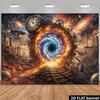 2D Retro Futuristic Time Travel Backdrop Steampunk Clock Galaxy Space Photography Background