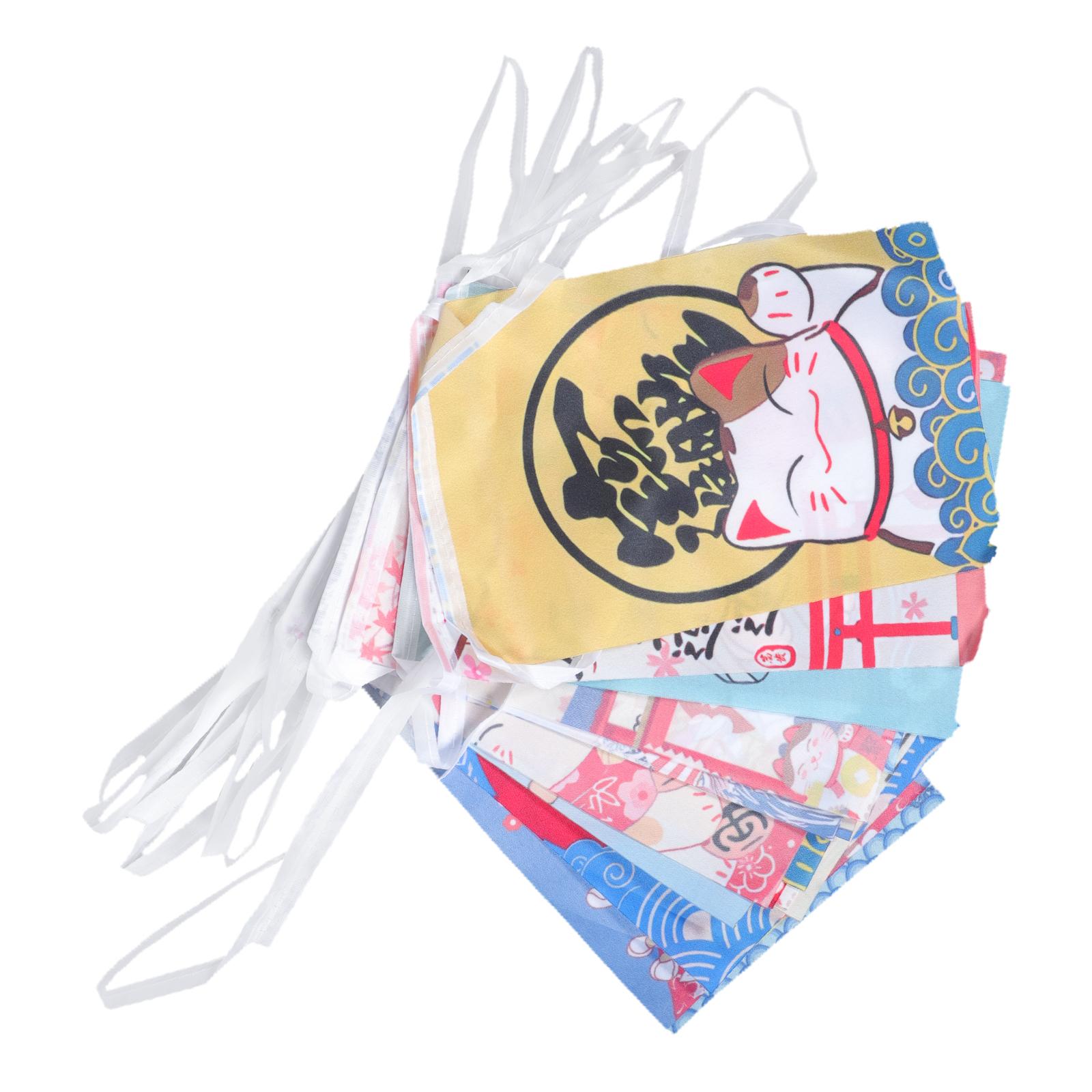 

Luck Cat String Flag Premium Polyester Japanese Restaurant Decor Banner Streamers Festive Garland Party Supplies Confetti 21x14cm