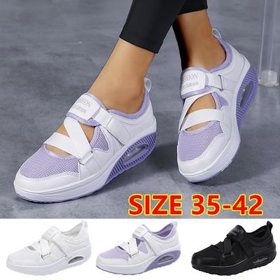 Letnie damskie oddychające buty z poduszką powietrzną Grube podeszwy damskie Casual Buty na rzepy Buty do chodzenia Buty sportowe