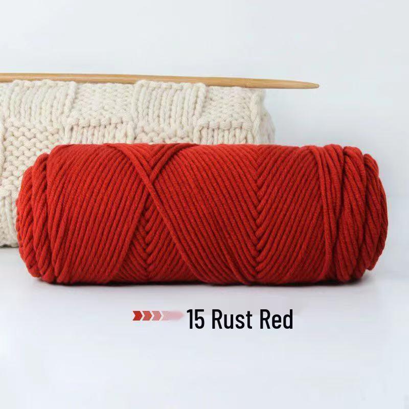 8-Strand Cotton Wool Yarn for Scarf DIY - Thick, Soft Thread with Silk Elements