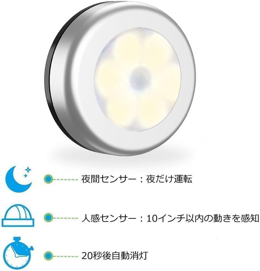 AMIR LED Sensor LED Night 3M Tape for Indoor Set of Warm White Light, Battery-Operated, Small, Wireless, Magnetic, Light, Flashlight, Adhesive,