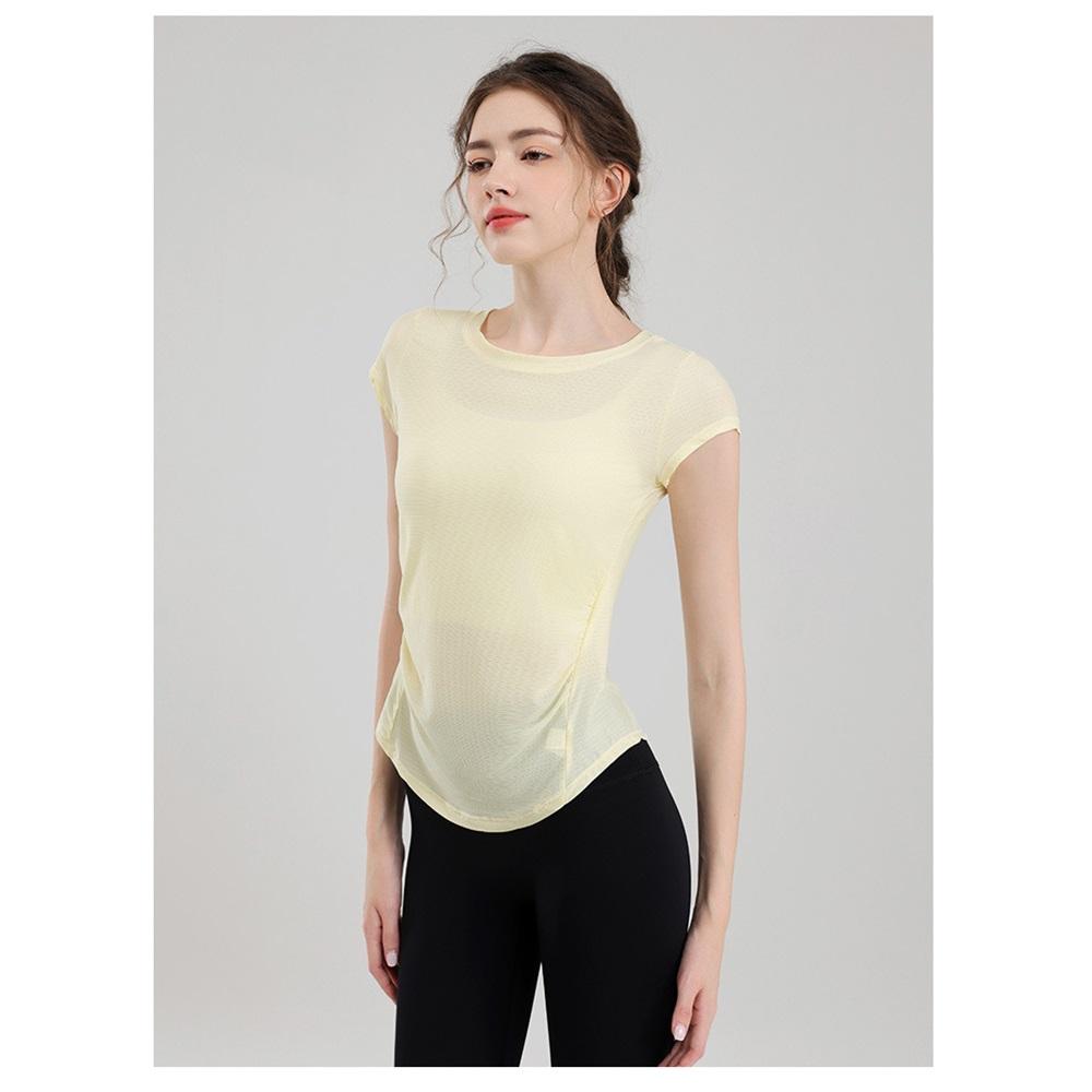 Sports Short Sleeved Women's Summer Thin Loose Mesh Pilates Yoga Hoodie Top Quick Drying Fitness Running T-shirt