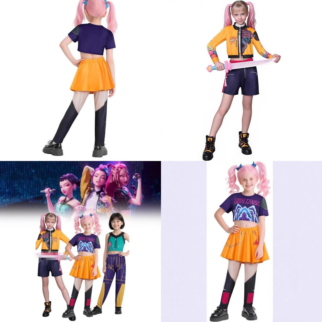 Kpop Demon Hunters Rumi Mira Zoey Cosplay Dress For Kids Halloween Party Costumes