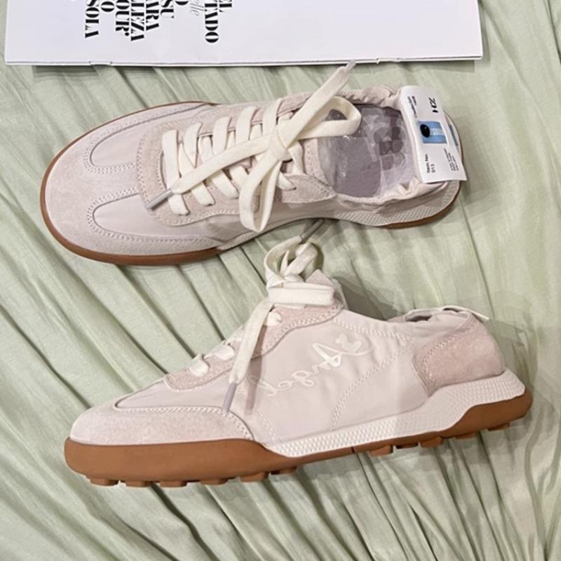 

Women s new ballet lace-up retro versatile lightweight breathable sports little white shoes children 35 бежевый