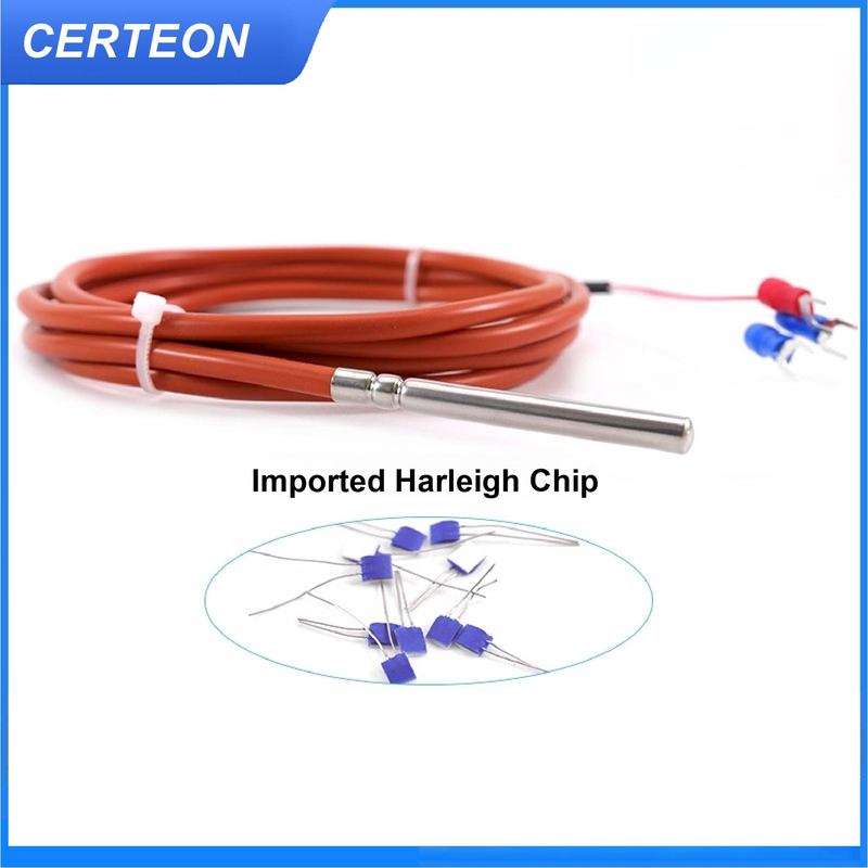 PT100 PT1000 Temperature Sensor Waterproof RTD Probe Platinum Resistance Detector 2/3/4 Wire High Precision Silicone Cable