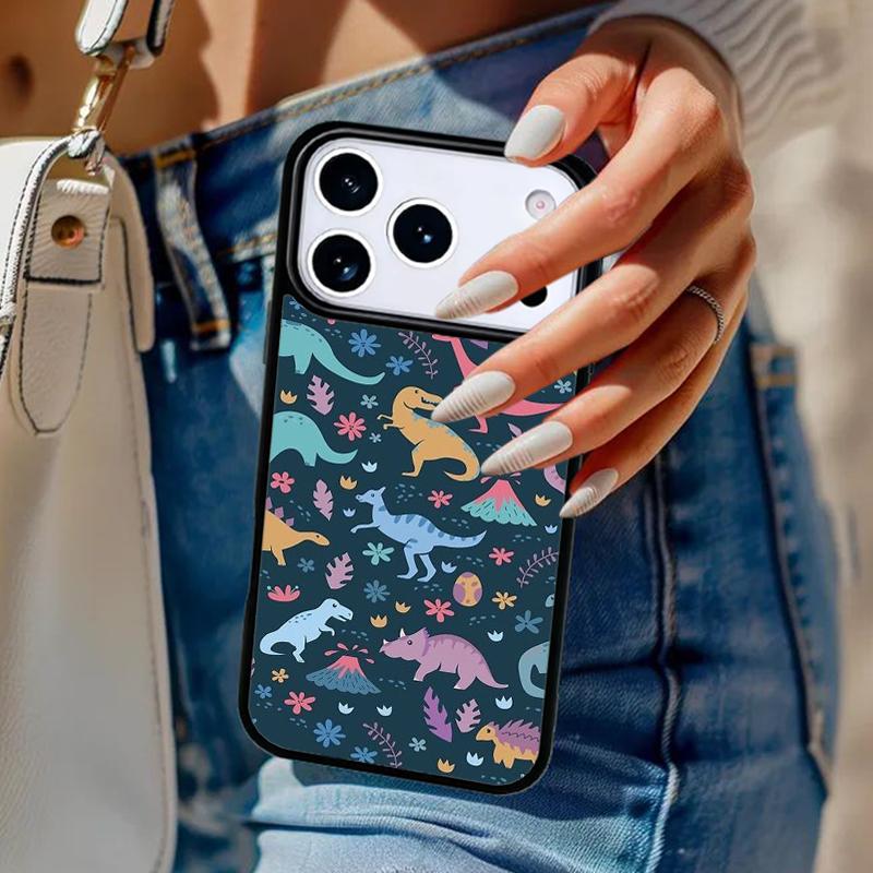 Cute Dino Dinosaur Phone Case For iPhone 17 Air 14 15 13 12 Max Cover For Apple 14 15 16 16e 11 Pro Max Plus