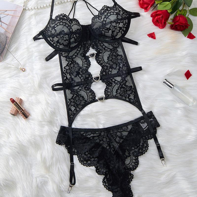 Women Lingerie Garter Belt Bra Underwear Set Sexy Outfits Lace Push Up The Bras Teddy Babydoll Porn Bodysuit