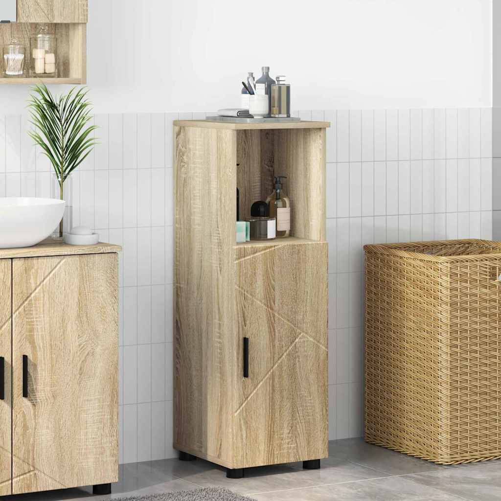 Bathroom Cabinet with Storage Sonoma Oak Finish 30 x 35 x 95 cm