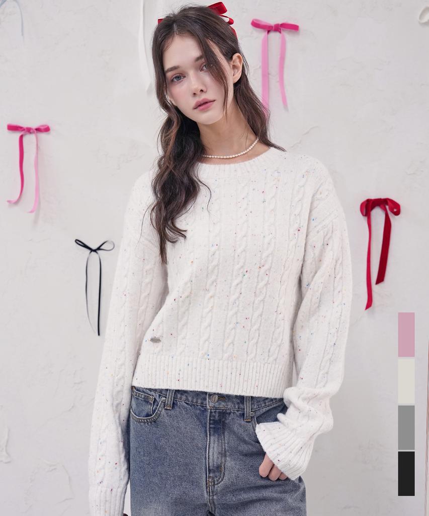 VIVACIOUS Ecru Round Twist Knit_4Colors