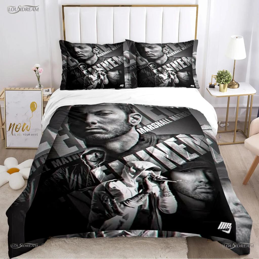 Eminem hip-hop singer All Season Duvet Cover Comforter Bedding sets Soft Quilt Cover and Pillowcases SingleDoubleQueenKing
