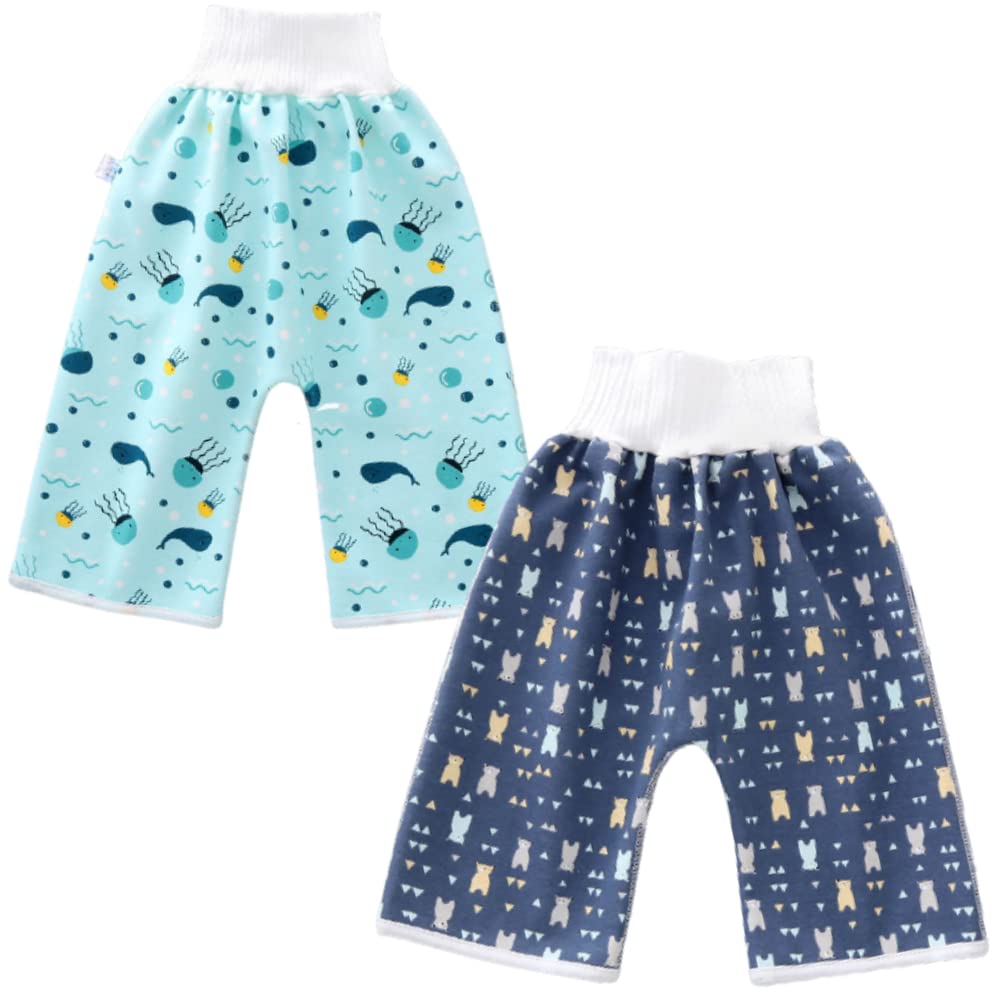 

Bedwetting Bedwetting Pants Natural for Girls [La Kissa] Pants, Blanket, Type, 100% Cotton, Waterproof, Breathable, (Whale + Bear)