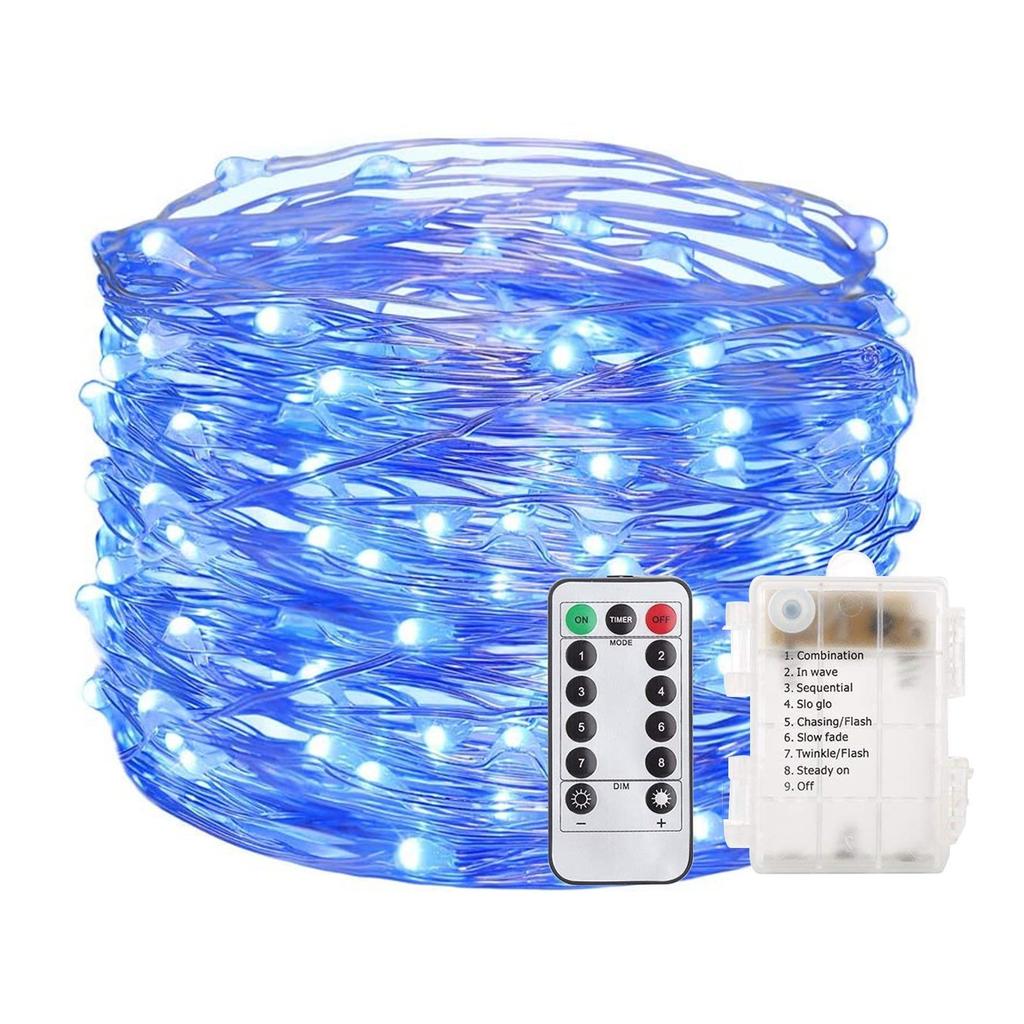 Outdoor String Lights 66ft 200LED String Lights, Waterproof Christmas Lights With Remote Control, Blue