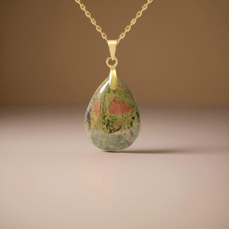 High quality hot selling natural crystal stone water drop pendant necklace jewelry simple fashion necklace merchandise jewelry