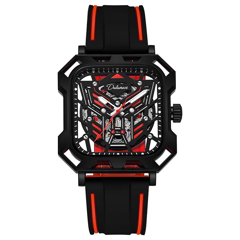 Fashion Automatic Mechanical Watch For Men Luxury Waterproof Men Watch Square Transparent Hollow Design Sports Wristwatches