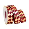 2.5" Diamond Grid Gold Foil Satin Ribbon for DIY Hair Accessories, Gift Bows, and Festival Decorations.