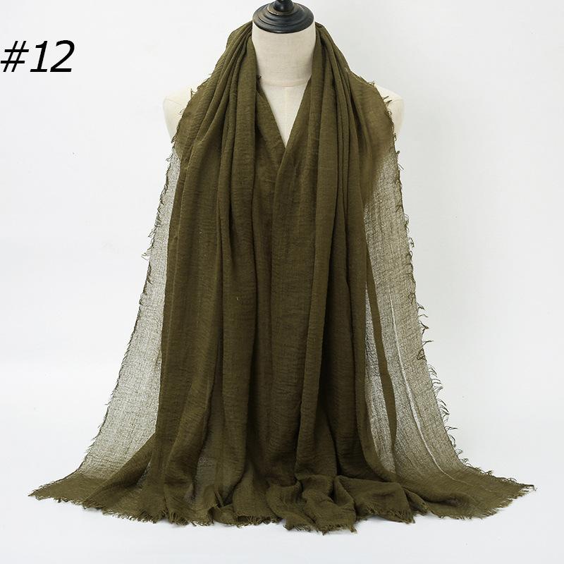 New Pleated Monochrome Cotton Solid Color Scarf, Naturally Pleated Human Cotton Hair Beard Edge Large Size Women's Headscarf B