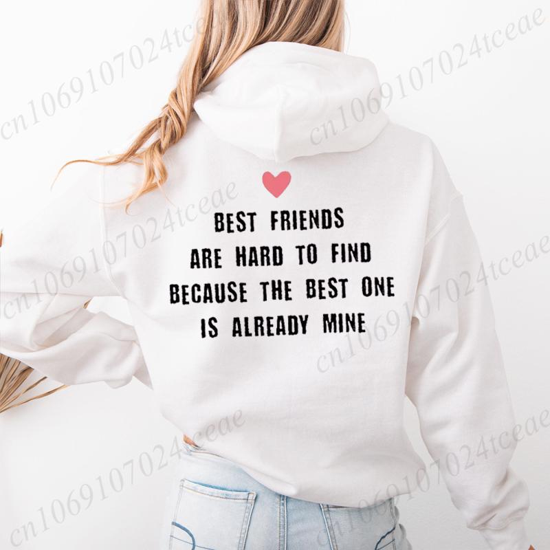 Beste Freunde Lustige Buchstaben Rückenaufdruck Damen Hoodies Lockeres Sweatshirt Sport Kapuzenjacke Täglich Grafik BFF Hoodies Tops