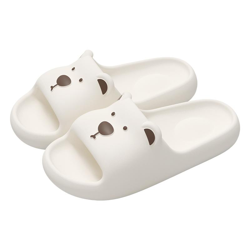 Cute Bear Women Home slippers Thick Bottom Soft Beach Slides Fashion Comfortable Non-slip Slippers Cartoon Lightweight Men Bathroom Slippers
