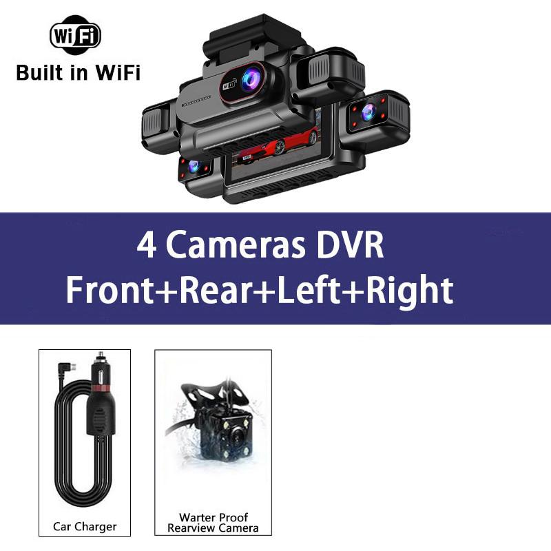 4 Channel Car DVR UHD 1080P 4-Lens Cabin Vehicle Dash Cam 360° All Sides Car Camera Wifi Video Driving Registrator Black Box