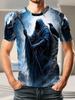 Men'S Polyester T-Shirt with Glowing Grim Reaper And Crow Print, Cool Dark Gothic Style Short Sleeve Tee, Breathable Lightweight Top for Daily Wear,