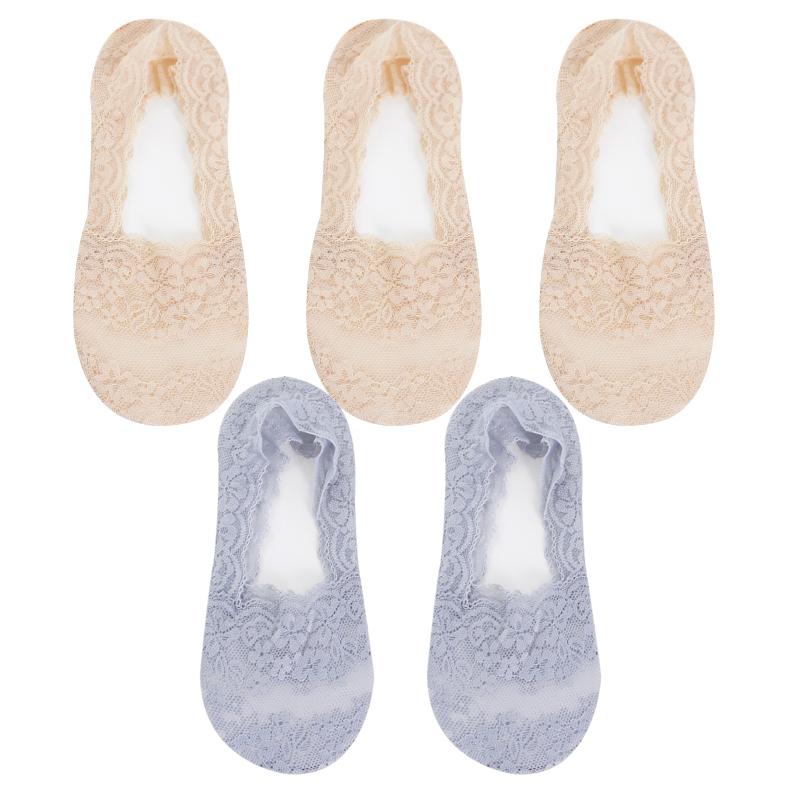 5 Pair Summer Women Socks Slippers Non-slip Breathable Lace Lace Invisible Sock Sexy Non-slip Cool Thin Socks Fashion Sock