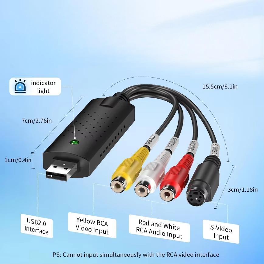 VHS To DVD Converter USB2.0 Convert Analog Video To Digital Format Audio Video DVD VHS Record Capture Card quality PC adapter