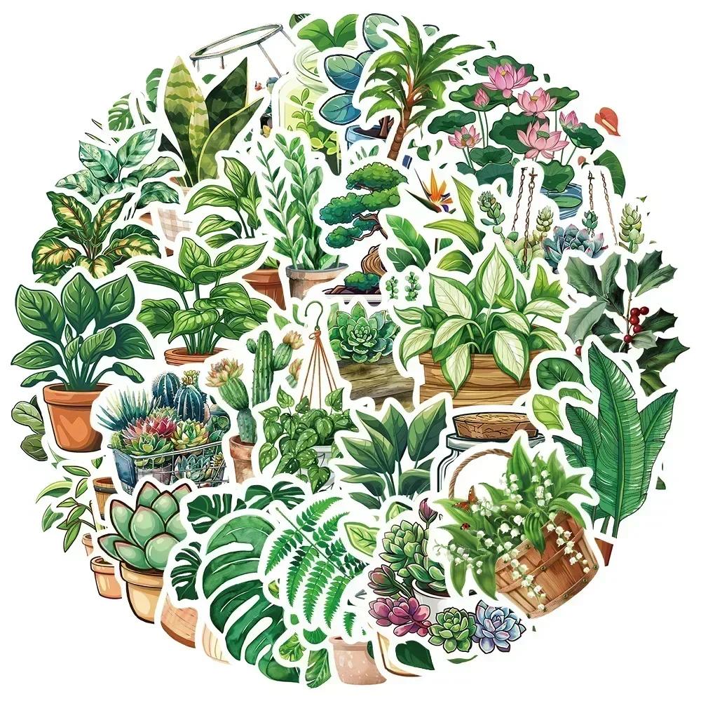 50-100Pcs Plant Flowerpot Waterproof Graffiti Sticker Aesthetic Decorative Luggage Laptop Phone Guitar Scrapbook Kids Stickers