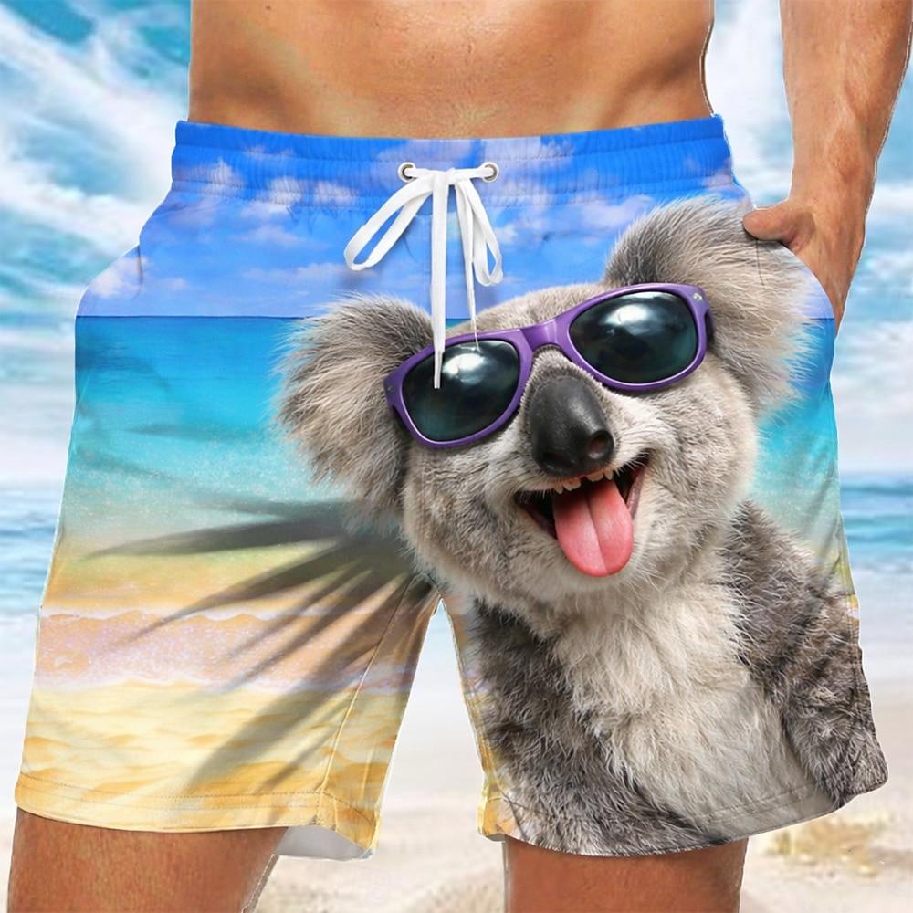 Men's Animal Duck Funny Gestures Swimming Trunks Board Shorts Shorts Mid Waist Streetwear Hawaiian Casual
