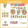 Mexican-inspired Party Supplies For Children's Halloween Party Decorate With Ghostly Cake Toppers Banners And Balloons