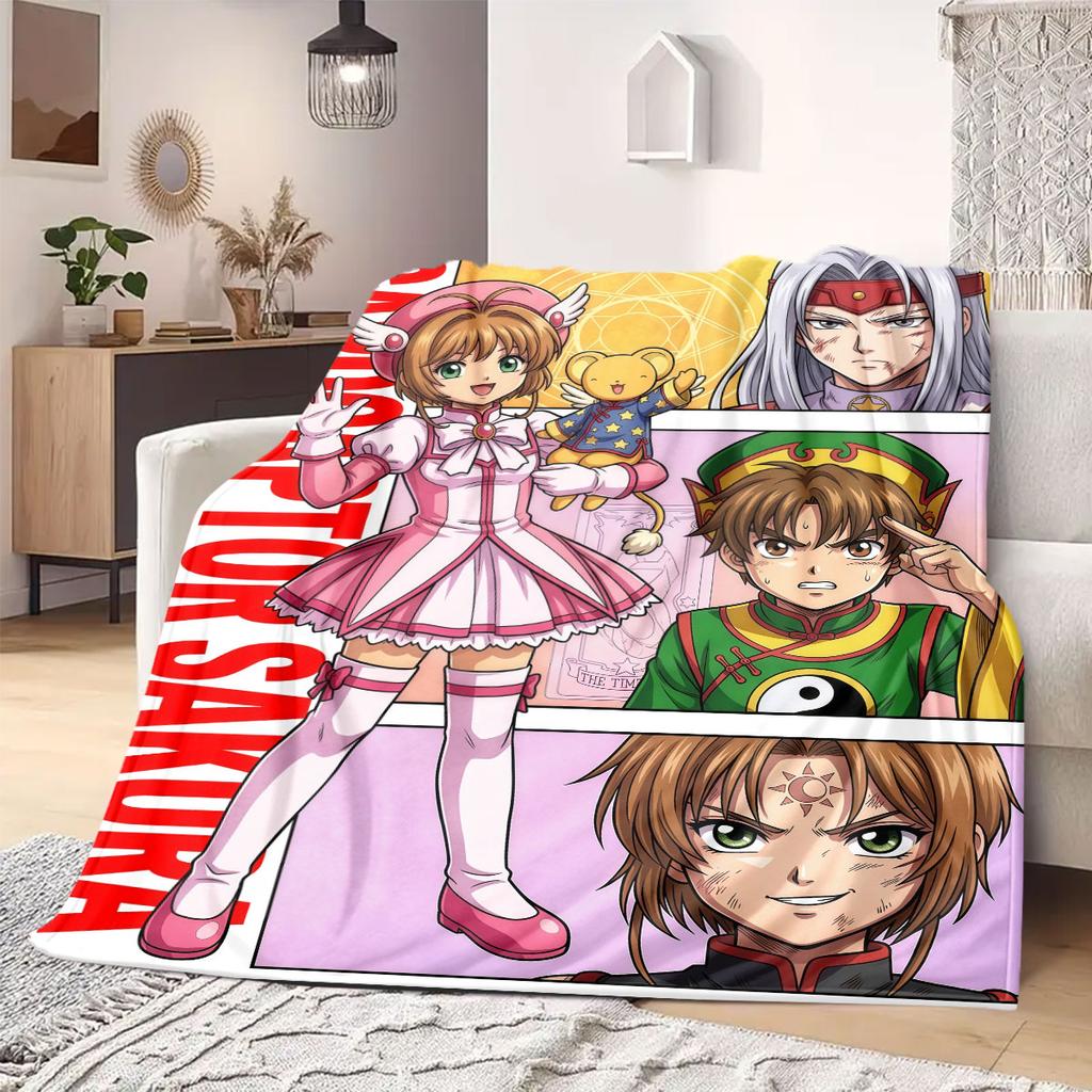 Cardcaptor Sakura Solider 2D-Druck Flanelldecke, Anime-Charakter für Sofa, Weiche Reise-Picknick-Kuscheldecke_LIAN
