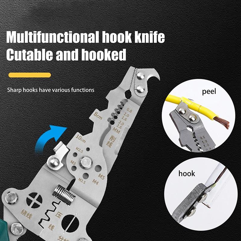 1Pcs Foldable Wire Stripper Multi-Function Pulley Tool For Crimping Splitting Winding Ideal For Electricians