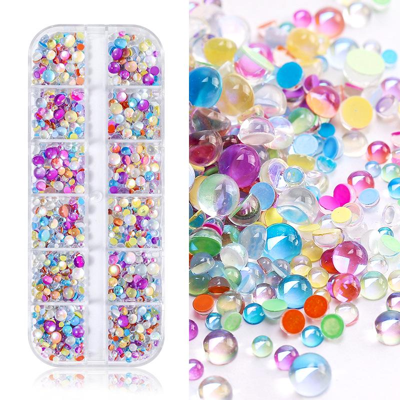 12-Grid Symphony Man Fish Ball Set Flat Bottom Nail Art Diamond Jewelry Mixed Size Nail Art Ornament Mixed