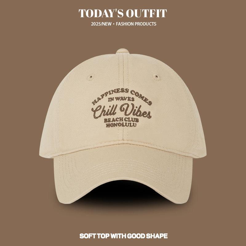 Retro American Three Dimensional Embroidered Letters Baseball Hat for Women Street Versatile Face Showing Little Couple Baseball Cap