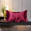 2pcs Pillowcase, Artificial Silk Soft Breathable Skin-friendly Solid Color Cushion Cover, Satin