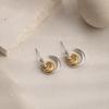Stainless Steel Mixed Color Geometry Earrings Silver Gold Tone Oval 18K Gold Plated Waterproof Jewelry Women's Creative Earrings