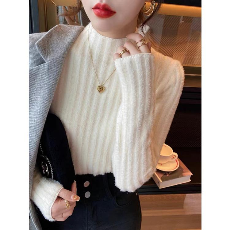 Gentle Sweater High Neck Pullover Knit Thick Women's Plush Autumn and Winter