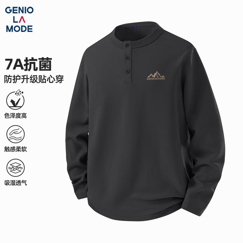 GENIOLAMODE Men s Henley Long Sleeve T-Shirt XL