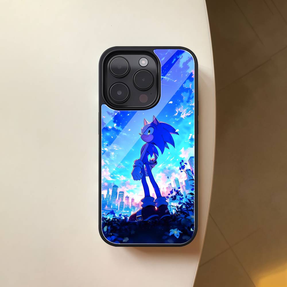 Game Sonic The Hedgehog Phone Case Black Hard Plastic Phone Case For Iphone 17 Air 16 15 14 13 12 11 Pro Max PC TPU Ins Case