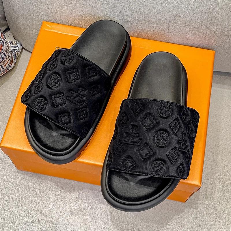 Fashion Magic Tape Flat Slippers Women Summer Luxury Shoes Brand Platform Sandals Ladies Height Increase Flats Slides Women Slippers