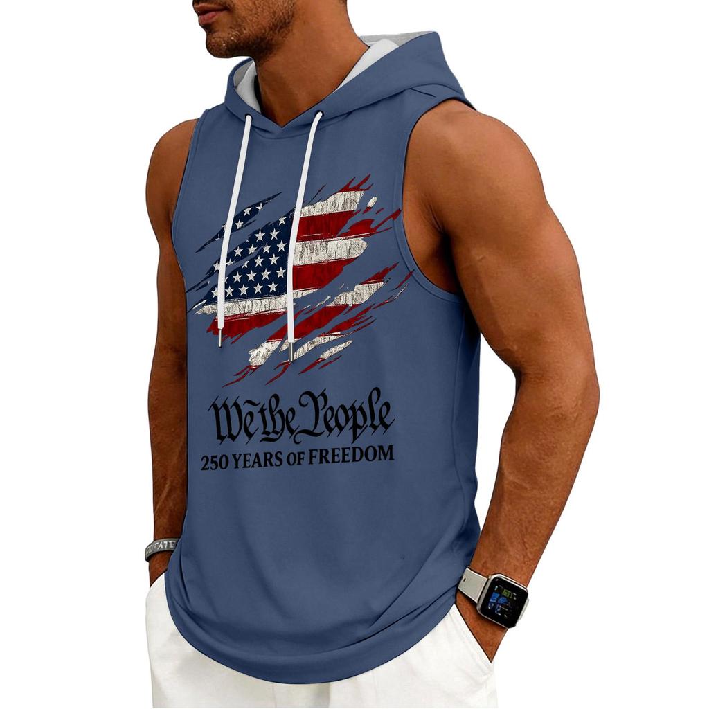Men's Tank Top Gym Sleeveless Hoodie Shirt Washed Sports Muscle Shirts Fitness Vest With Hood