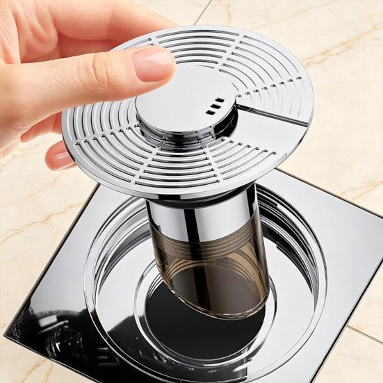 1/2Pcs Floor Drain Core Universal Size Anti-Odor Drain Pipe with Automatic Filter Basket Hair Catcher Extension Pipe Design Automatic Closing Drain