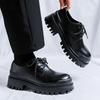 Men's Leather Shoes Spring British Platform Casual Derby Shoes Men's Dress Wedding Black Low Top Martin Boots 9516-K