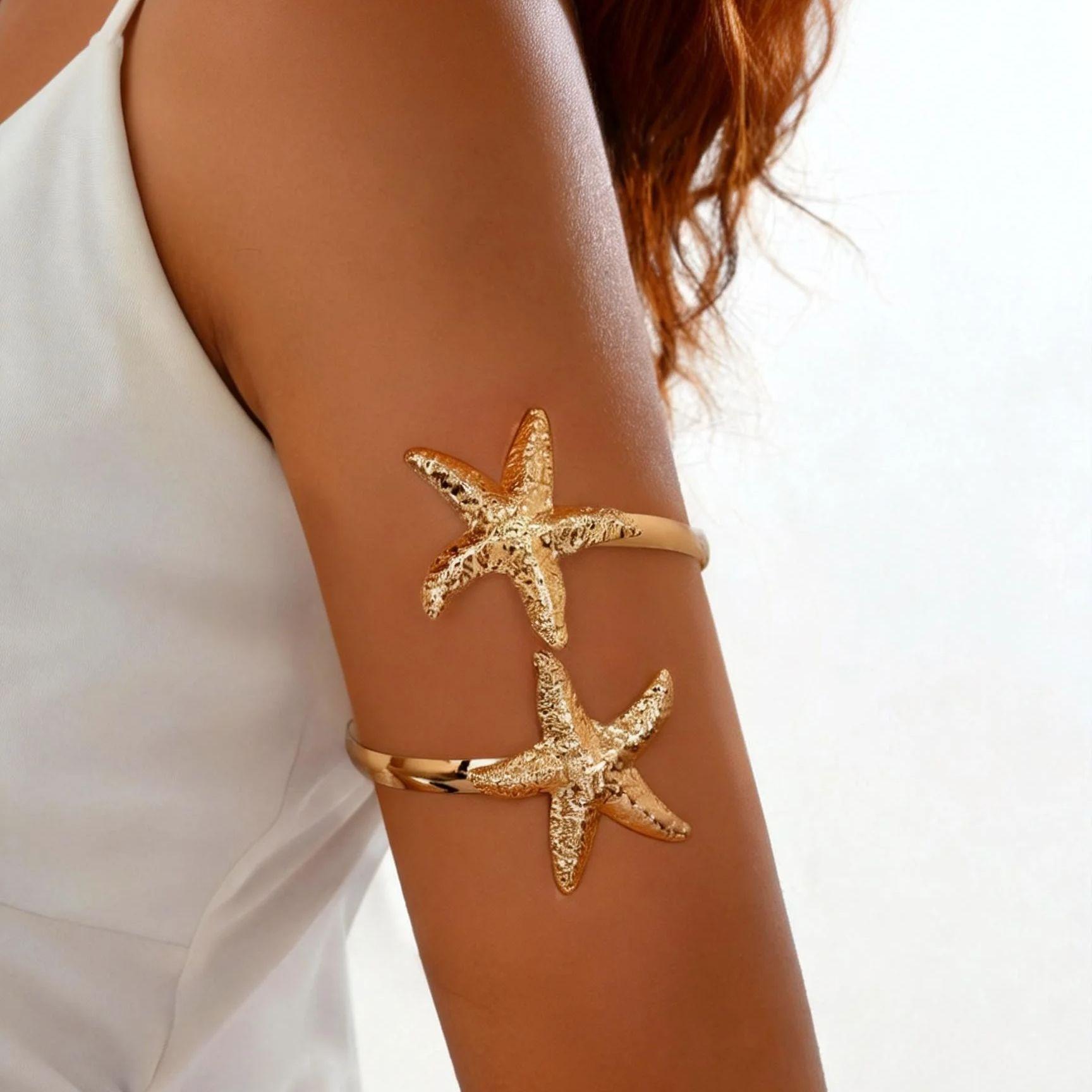 

Chic Ocean Style Spiral Starfish Upper Arm Bracelet for Women Gold Color Coil Armlet Bangle Armband Fashion Beach Jewelry